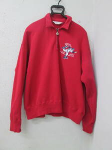 (1)!CAPTAIN SANTA SPORTS Captain Santa sport men's half Zip sweatshirt .* left sleeve Logo embroidery size M red 