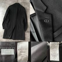 【E4057】未使用 2022AW DIOR MEN《最高級カシミヤ100%》極上の艶感毛！ダブルフェイス CDロゴ チェスター ロング コート 48 黒 ディオール_画像10