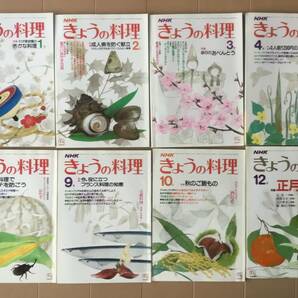 中古、古本、日焼けやシミあり。　きょうの料理。　昭和58年1月号から昭和58年12月号までの不揃い8冊。 