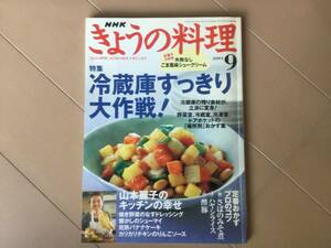 中古、古本、日焼けあり、付録なし。　NHKテレビテキスト　きょうの料理　2004年9月号。　冷蔵庫すっきり大作戦、山本麗子のキッチンの幸せ