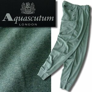 新品 アクアスキュータム 秋冬 裏暖 フリース スウェット ジョガー パンツ L 薄緑 【P30690】 Aquascutum LONDON メンズ トラウザーズ