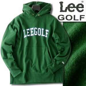 新品 2.6万 Lee GOLF リーゴルフ 秋冬 裏暖 起毛 ロゴ スウェット パーカー M 緑 【I54057】 メンズ ゴルフ スポーツ フード リブ