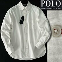 新品 POLO BCS ポロ 秋冬 ボタンダウン フランネル シャツ M 白 【NXE545_10】 メンズ 起毛 長袖 ホース刺繍 コットン_画像1