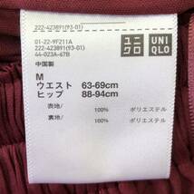 k2196 美品 UNIQLO ユニクロ スカート ロング プリーツ ウエストゴム 裏地 薄手 M ワインレッド レディース ベーシックカジュアルスタイル _画像9