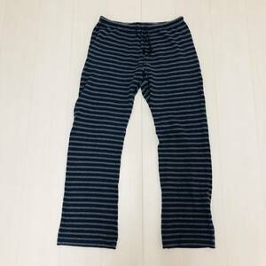 k2610 UNIQLO ユニクロ パンツ ルームウェア ウエストゴム 綿混 L ネイビー グレー ボーダー レディース ベーシックカジュアルスタイル 