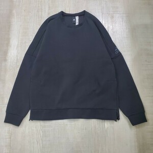 adidas アディダス サイド スリット ジップ ZNE CREW SWEAT スウェット トレーナー 黒 ブラック サイズ 2XO