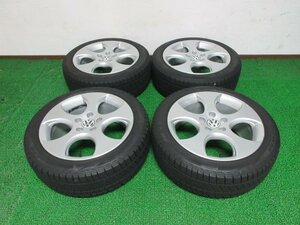 Y591【送料無料 SALE品!!】225/45R17 超溝高 9分山 スタッドレス 2022年製 アルミ ホイールセット 4本 VW ワーゲン ゴルフ 5 GTI 純正 激安