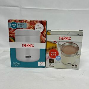 ☆未使用品☆THERMOS サーモス 真空断熱スープジャー400ml ホワイトグレー 保温マグカップ240ml ホワイト 