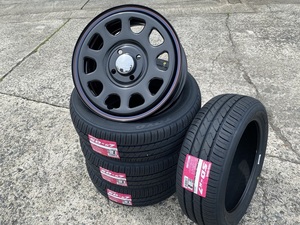 ■デイトナBK☆(SD-7)SD-K7 155/65R14 14インチ5J+42 4H100 タイヤホイール4本 軽自動車/ワゴンR/スペーシア/エブリィ/タント/ウエイク