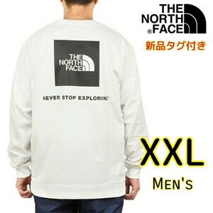 【新品・即決・送料無料】ノースフェイス 白 XXL 3L バックスクエアロゴ 長袖Tシャツ THE NORTH FACE ロングスリーブ