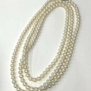 【真珠】アコヤ真珠 6.5mm～7mm パール ロング ネックレス 約125.5cm 留め金具 シルバー アコヤパール あこや 未使用の画像1