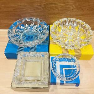 HOYA 保谷クリスタル クリスタルたばこセット 4点 灰皿 ライター たばこ入れ 昭和レトロ CRYSTAL GLASS ガラス レトロ アンティーク