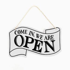 【新品】ホワイト　看板 プレート OPEN CLOSE オープンクローズ 営業中 開店