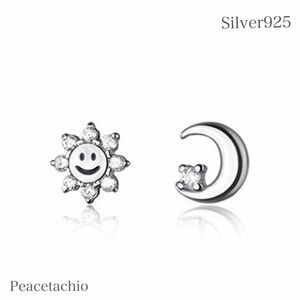  ピアス シルバー Silver925 小さめ 太陽 月 三日月