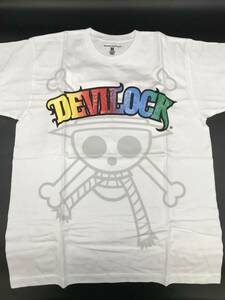 SE1207-11◆ワンピース DEVILOCK x ONE PIECE デビロック コラボ ホワイト Tシャツ 半袖 Mサイズ おそらく未使用