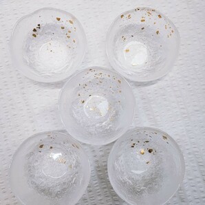 吉谷硝子 サラダセット 未使用 YO-5620 金彩 吹雪 クリスタルガラス YOSHITANI GLASS 食器 当時物 ガラス食器 手作り硝子(122709)の画像6