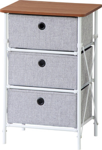  fabric chest 3 step gray color simple construction 