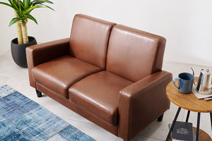 sofa sofa 2 seater synthetic leather Brown color elbow attaching compact low sofa width 120