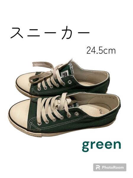 スニーカー ローカット キャンバス グリーン