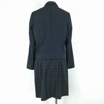 1円 韓国制服 ブレザー チェックスカート 上下2点セット 冬物 女子 学生服 中学 高校 紺 制服 中古 ランクC KU1046_画像2