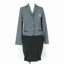 1円 韓国制服 ブレザー ミニスカート 上下2点セット 冬物 女子 学生服 ソウルサムガッサン中学 グレー 制服 中古 ランクB KU1054_画像1