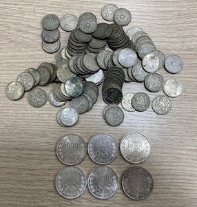 #18205A 1000円銀貨×6枚 重量約120ｇ100円銀貨×109枚 重量約520ｇまとめ 稲穂・鳳凰・オリンピック 昭和39年東京オリンピック