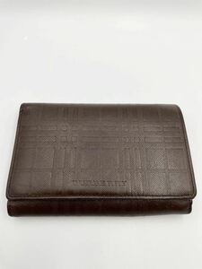 美品　バーバリー　二つ折り財布　ダークブラウン 小銭入れ付き　メンズ　レディース　カードケース　コインケース　レザー