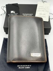 極美品　バーバリー　ブラックレーベル　二つ折り財布　ダークブラウン オレンジ　小銭入れ付き　メンズ　コインケース　カードケース