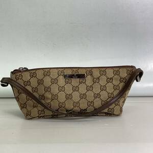 ★1円スタート GUCCI グッチ アクセサリーポーチ GG柄 07198 214397 キャンバス 小物入れ ハンドバッグ ベージュ 売り切り