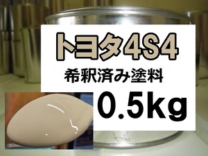 ◆トヨタ4S4　塗料　1液　希釈済　0.5kg　ベージュ　コースター