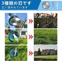 草刈り機 充電式草刈機 電動草刈り機 マキタ18vバッテリー互換 6インチ 21V大容量バッテリー2個搭載 伸縮 ３種類の替え刃　A1_画像3