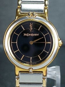 美品 YVES SAINT LAURENT イブサンローラン 2200-228481 TA 腕時計 アナログ ブラック文字盤 メタルベルト 新品電池交換済み 動作確認済み