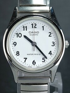 CASIO カシオ QUARTZ クォーツ LQ-410 アナログ 腕時計 シルバー ホワイト文字盤 蛇腹ベルト ステンレス 新品電池交換済み 動作確認済み
