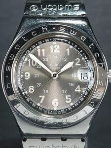 SWATCH スウォッチ IRONY アイロニー AG2001 メンズ 腕時計 アナログ カレンダー グレー メタルベルト 新品電池交換済み 動作確認済み