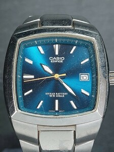 CASIO カシオ EDIFICE エディフィス EF-119 メンズ 腕時計 アナログ カレンダー ブルー文字盤 メタルベルト 新品電池交換済み 動作確認済み