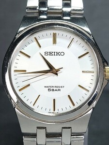 美品 SEIKO セイコー 7N01-0DV0 メンズ 腕時計 アナログ ホワイト文字盤 クォーツ シルバー メタルベルト シンプルデザイン 動作確認済み