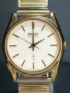 SEIKO セイコー QUARTZ クォーツ 7121-8000 メンズ 腕時計 アナログ ゴールド ホワイト文字盤 蛇腹ベルト 新品電池交換済み 動作確認済み