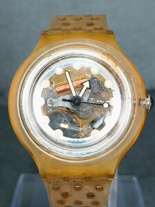 SWATCH スウォッチ SCUBA 200 スキューバ200 Jerry Bubbles ジェリーバブルス SDK104 メンズ 腕時計 アナログ イエロー スケルトン ラバー