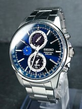 SEIKO セイコー PERPETUAL パーペチュアル SOLAR ソーラー SPIRIT スピリット V198-0AC0 メンズ 腕時計 アナログ シルバー ブルー文字盤_画像2