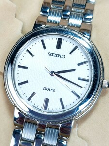 美品 箱付き SEIKO セイコー DOLCE ドルチェ 8J41-0A20 メンズ 腕時計 アナログ 3針 ホワイト文字盤 ステンレス メタルベルト クォーツ