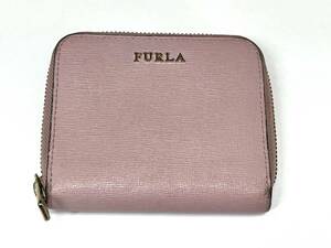 ◆FURLA 　フルラ　二つ折り財布　レザー　ピンク/中古