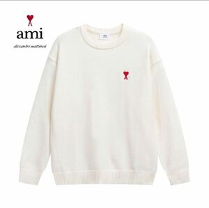 今週限定販売！AMI PARIS｜アミパリス　Ｍサイズ　ホワイト　ロゴ入り　刺繍　セーター　男女共用