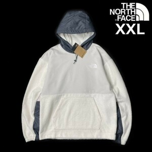 1円～!売切!【正規新品】THE NORTH FACE NOVELTY FLEECE JACKET フリース パーカー 切替 US ふわふわ 男女兼用 ロゴ刺繍(XXL)白181024-60-C