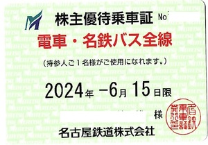 ☆迅速送付　簡易書留無料送付　最新版 名古屋鉄道(名鉄)　☆株主優待乗車証　定期券タイプ　最新発行券　男性名義