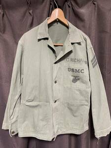 WW2 1940年代 US MARINE CORPS P-41 HBT VINTAGE JACKET／ヘリンボーン／カバーオール／USN／アメリカ海兵隊