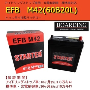 M-42L 60 B20L 送料無料 当日発送 最短翌着 BOARDING ボーディング HYUNDAI ヒュンダイ バッテリー EFB アイドリングストップ車対応