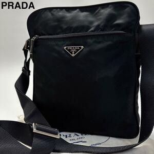 331【極美品】プラダ　PRADA　三角ロゴ　ナイロン　レザー　革　黒　ブラック　ショルダーバッグ　メッセンジャー　カメラ