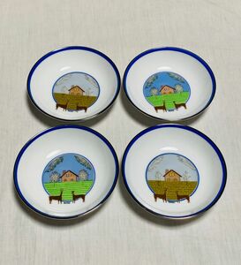 新品未使用　ミキモト　MIKIMOTOの風景柄の小皿4枚セット！ 深川製磁　豆皿　プチデザート皿