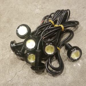 22mm 10個セット ホワイト LEDウインカー デイライト 埋め込み型 スポットライト 防水 イーグルアイ 大玉 12V ボルト型ライト 汎用ワンオフ