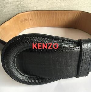 美品 KENZO 革製バックルベルト Mサイズ レディース ウエストマークベルト 